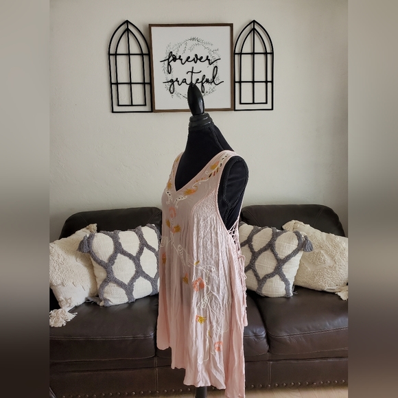 Free People Adelaide Pink Floral Slip Mini Dress Size S Boho Chic Embroidered - Picture 6 of 14